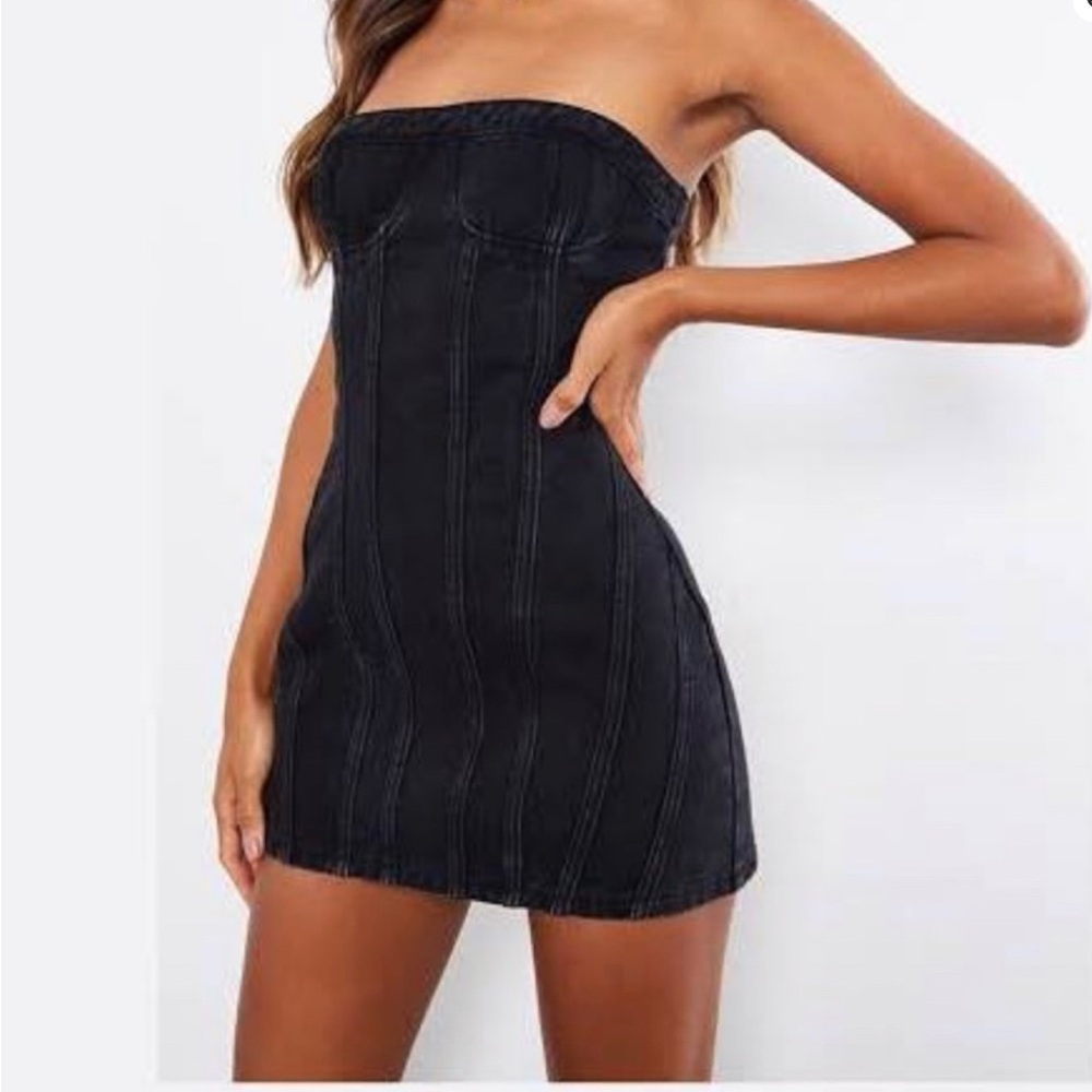 Zara Black Denim Corset Dress